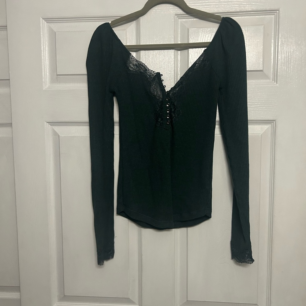 Elegant Black Lace Trim Top